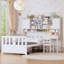 Space-saving White Wooden Twin Bed With Desk & Bookshelf For Modern Bedrooms