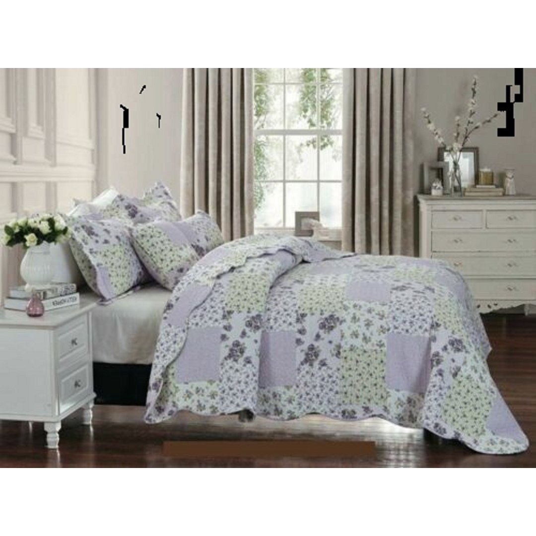 Nubieber Luxury Patcwork Eiderdown  Quilted Modern Printed Bedspread  Comforter Throw Bedding Set With Pillow Shams