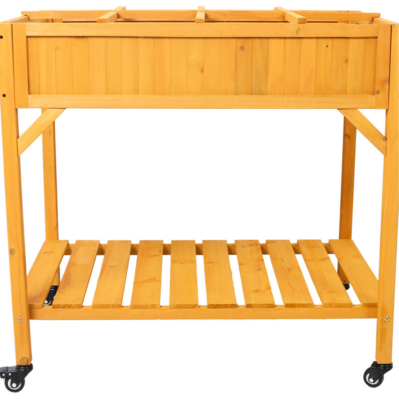 Jardinière mobile surélevée en bois pour un jardinage réussi : avec des roues verrouillables, une tablette de rangement et des trous de drainage efficaces. Jardinière surélevée pour herbes aromatiques avec des matériaux de qualité.