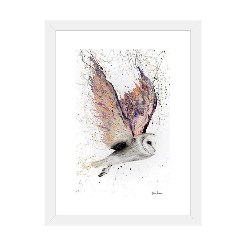 «Heart Winged Owl» par Ashvin Harrison - impression, Papier encadré blanc, Blanc, H 24 po x l 16 po x P 1 po