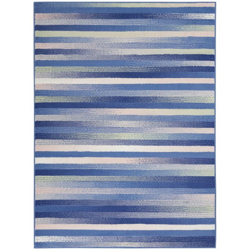 Tapis bleu moderne Harriet Eclectic, Rectangle 6 pi x 9 pi