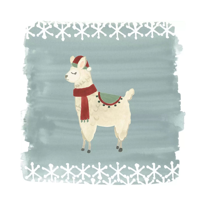 Winter Wonder Llama II by June Erica Vess - Wrapped Canvas Painting, 30.48 cm H x 30.48 cm W