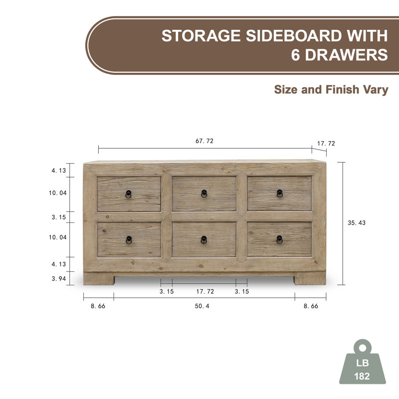 Capri 67.7'' W Solid Wood Sideboard