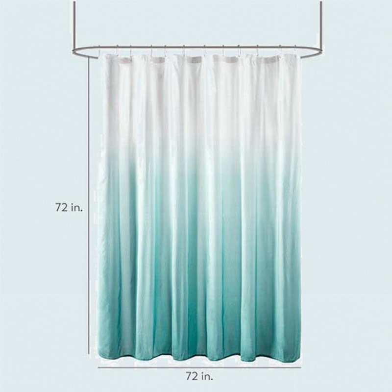 Ombre Printed Seersucker Shower Curtain, Aqua