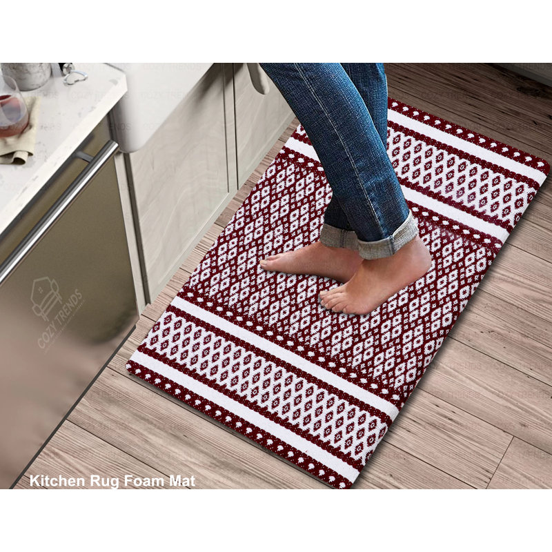 Clouchete Anti-Fatigue Non-Skid Kitchen Mat, Burgundy