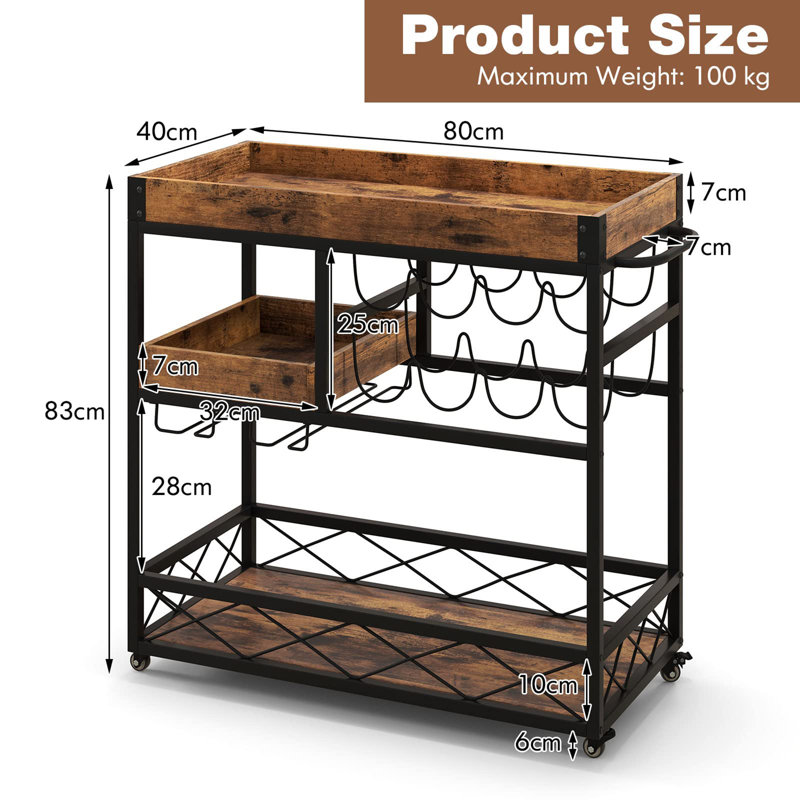 Ahnjayla Wood Kitchen Cart