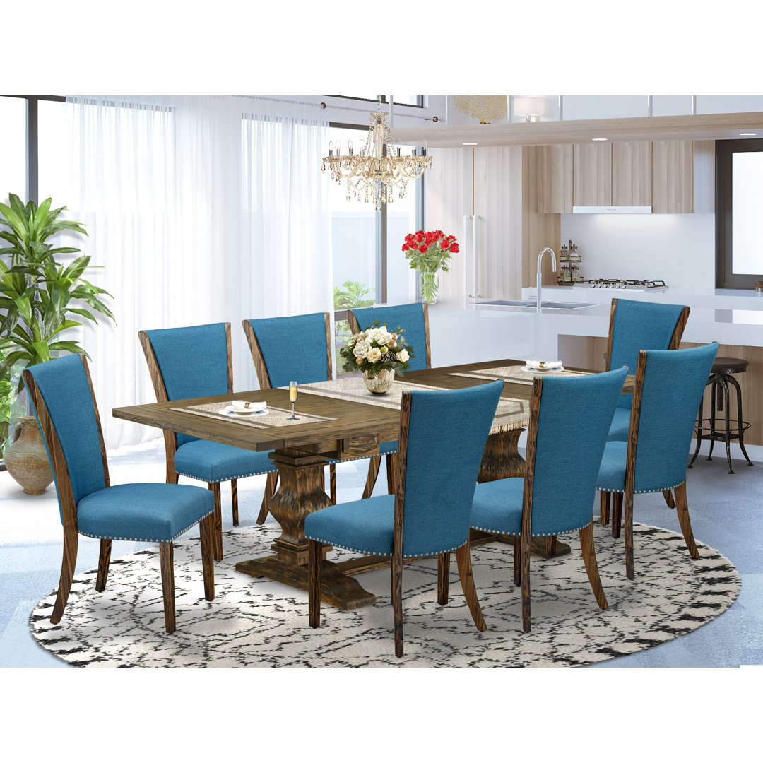 Lassale Removable Leaf Solid Wood Dining Set Luxe by East West Furniture Table