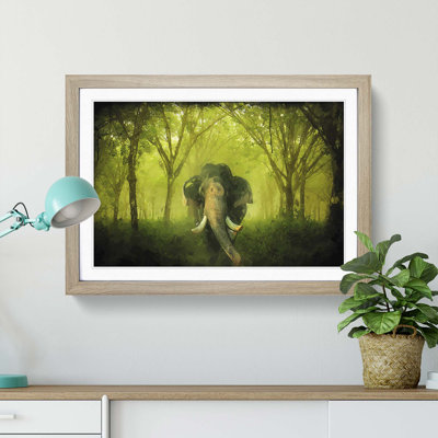 Marvellous Elephant in a Green Forest in Abstract - Picture Frame Painting Print