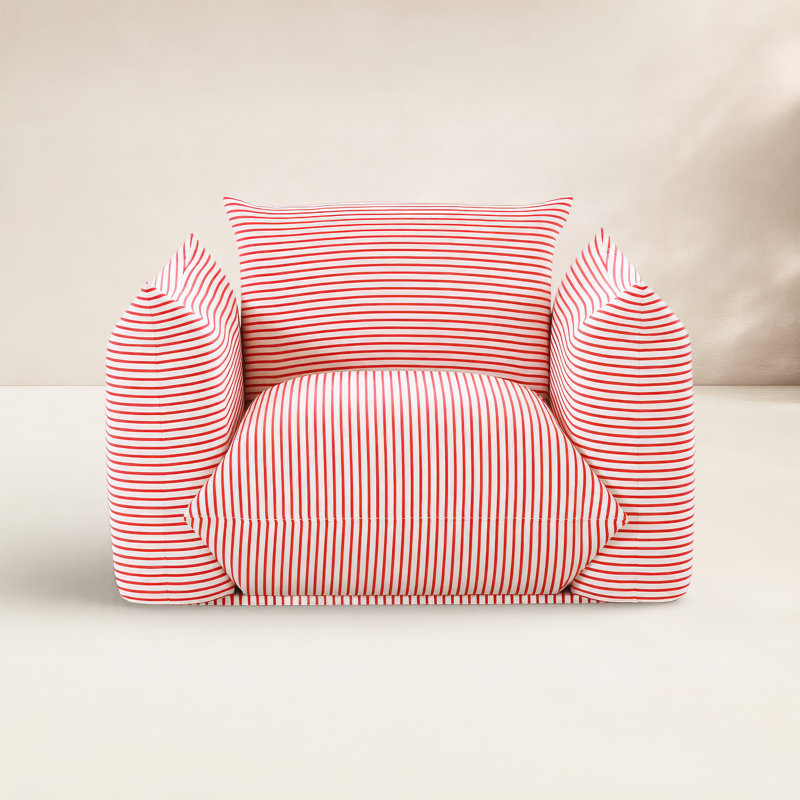 Saint Tropez Pearl and Striped Stuffed Outdoor Armchair, Red/White