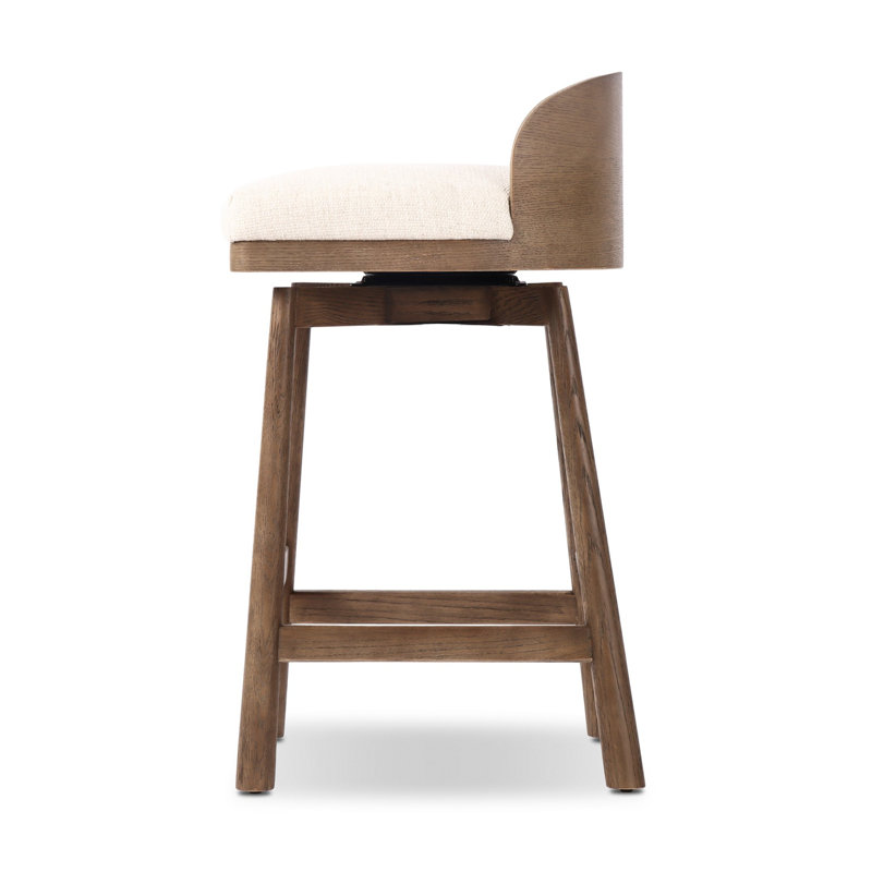 Cloris Swivel Stool-Altair Sienna-Counter & Bar, Counter Stool (26.97" Seat Height), Thames Cream Polyester Blend