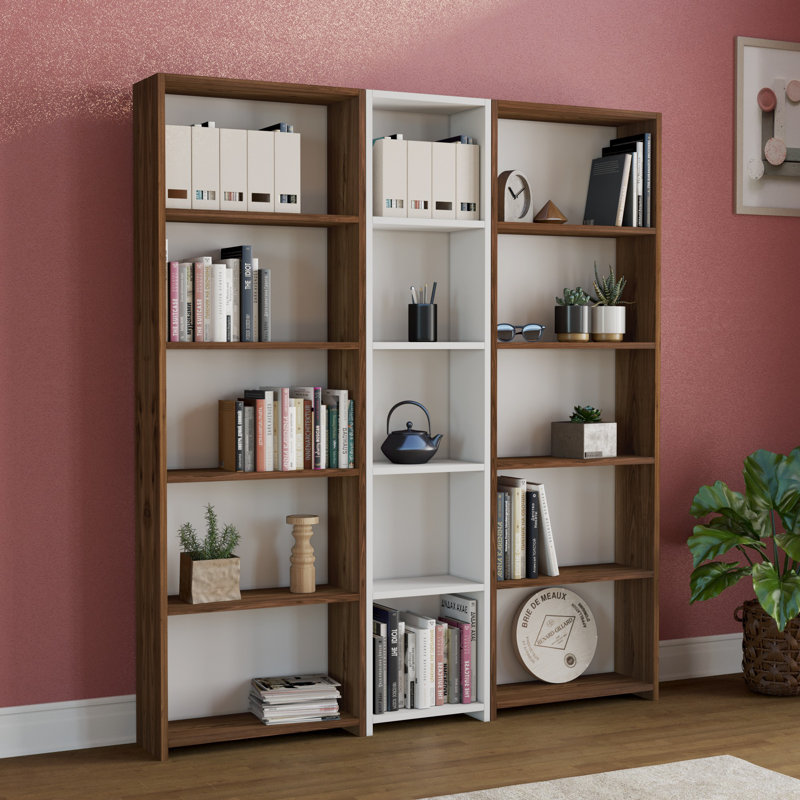 Bibliothèque Bulluck H 66,54 "x l 59,06", Noyer / blanc