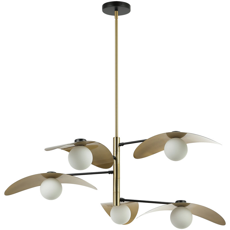 Christobel 5 Light Chandelier, Aged Brass, Matte Black