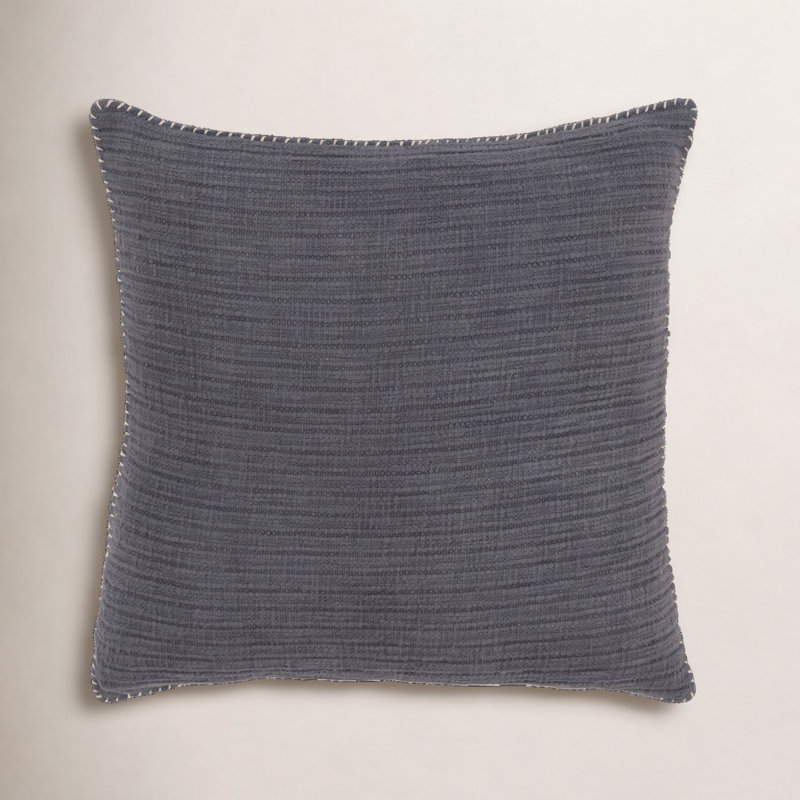 Cotton Reversible Throw Pillow, Charcoal Gray