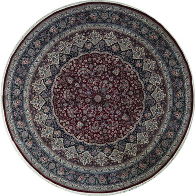 Wool Oriental Area Rug in Navy/Rust