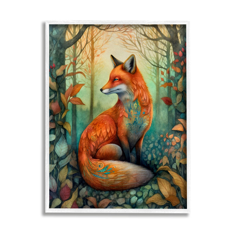 ba-425 - Cadre de renard vibrant dans un feuillage de forêt par The Dutch Lady, reproduction d'art sur toile