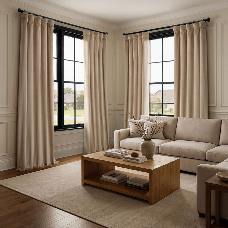 Rideaux en velours moelleux Matra pour chambre à coucher ‑ rideaux obscurcissants pour les fenêtres de salon, panneau simple