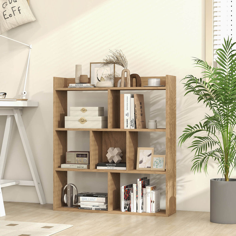 Étagère de rangement 2 pièces 7 cubes avec anti-basculement pour salon, Naturel