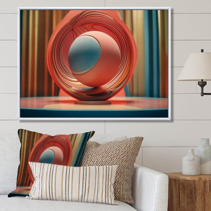 Abstrait Shere In Retrofuturistic Pink and Blue I - Paysage abstrait, art mural sur toile, H 30 po x l 40 po x P 1,5 po