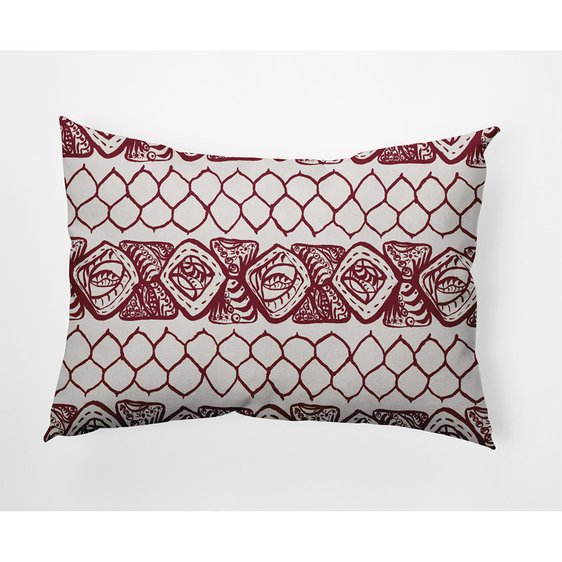 Housse de coussin carrée/insert, Géométrique 5, Marron