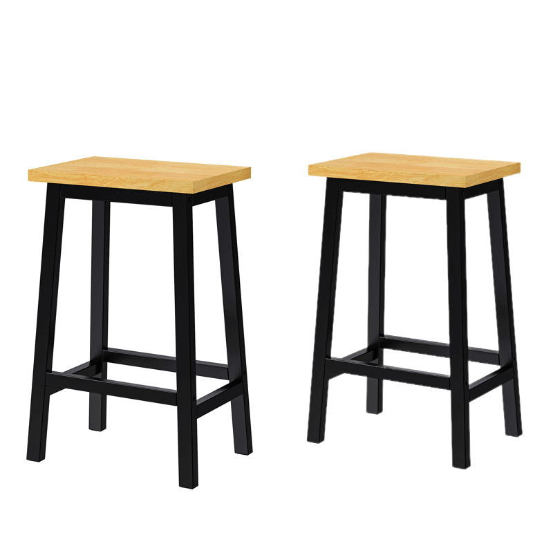Solid Wood Bar Stools (Not Cheap Iron), 25.6" Tall Set Of 2 Bar Chairs, Kitchen Counter Stools With Footrests, Farmhouse Stools