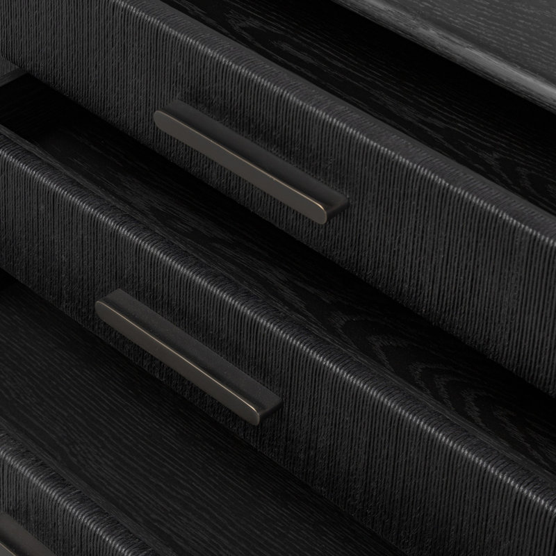 Rosenell Media Console-Oak Solid, Black