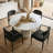 Upholstered Chenille Dining Chairs with Arms-310175484-304914996