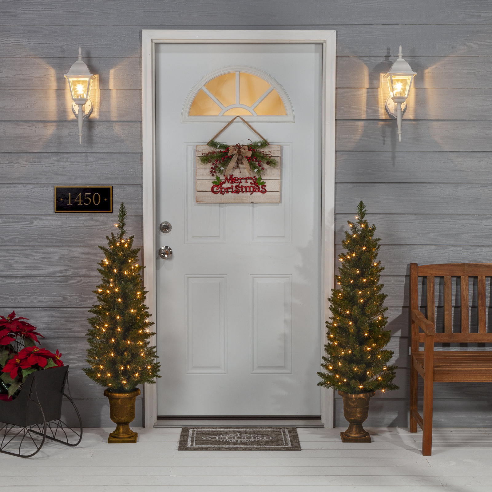 Hadijatou Lighted Artificial Pine Christmas Tree, 4'
