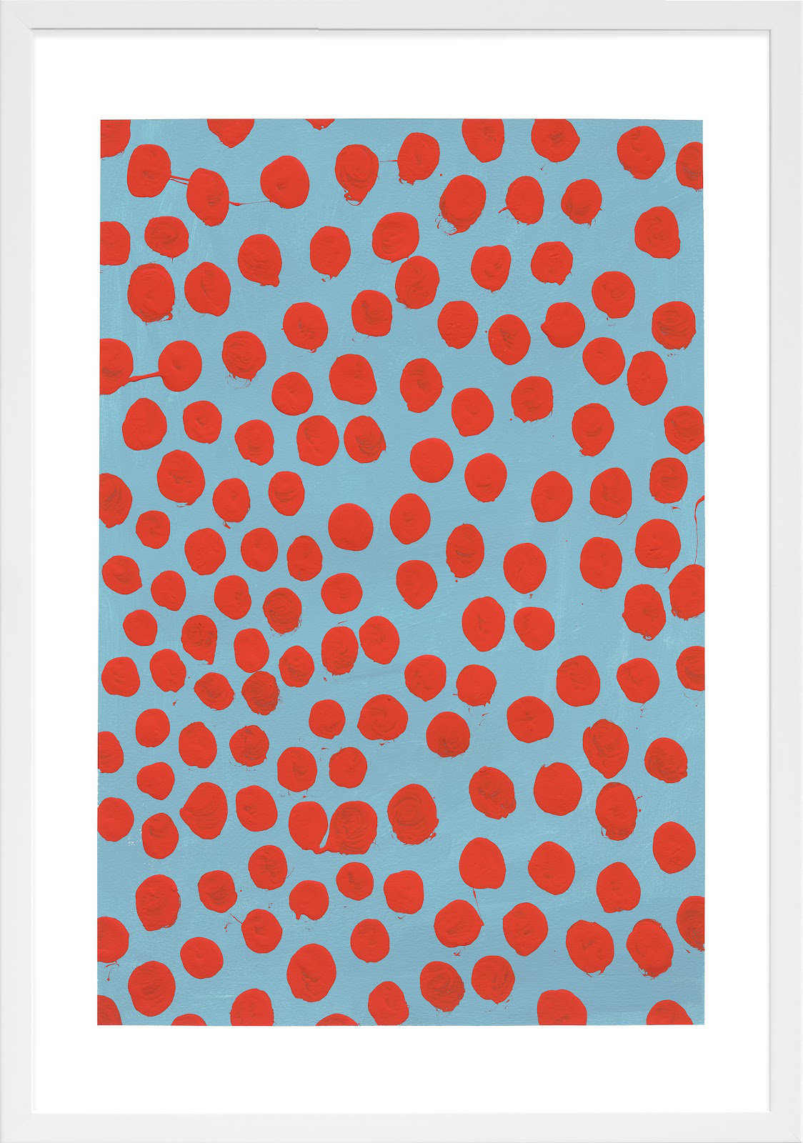 Orient Red On Blue Gray by Michela Sorrentino, White, 50" H x 35" W x 1.25" D