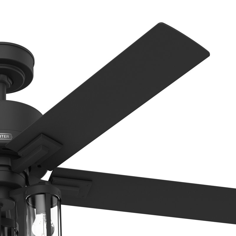 52" 5 - Blade Standard Ceiling Fan with Lights and Pull Chains, Matte Black