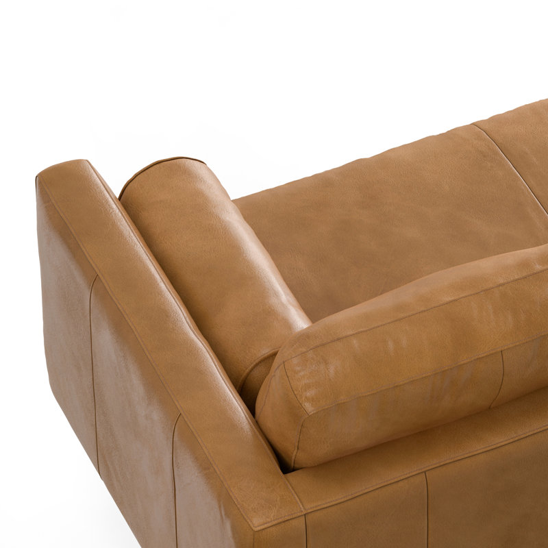 Sienna Leather L-Shaped Sectional Sofa with Ottoman