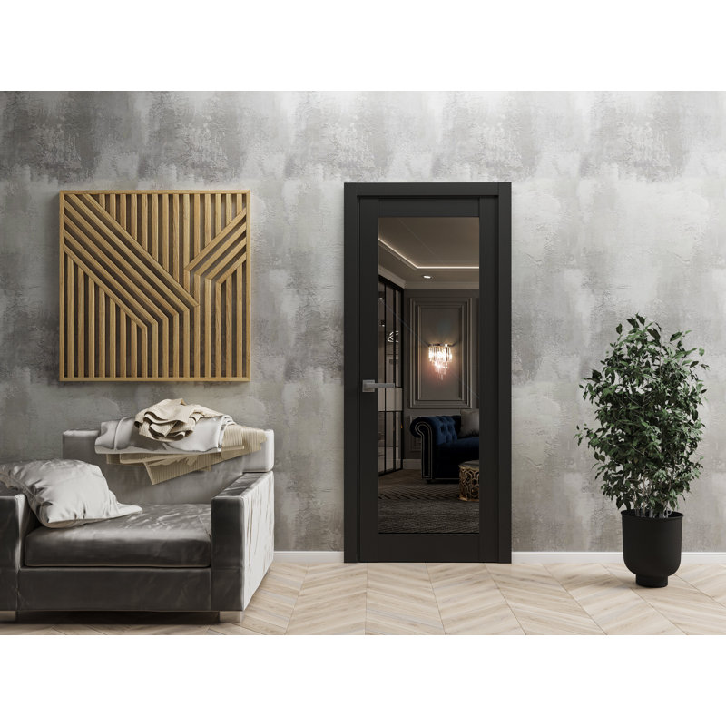 Solid French Pre-Hung Door Clear Glass | Lucia 2166 | Single Regular Panel Frame Trims Handle | Bathroom Bedroom Sturdy Doors