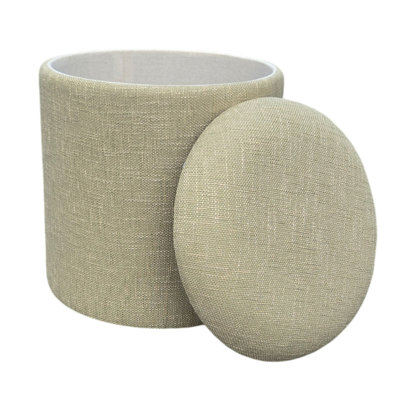 Altizer 16" Wide Handwoven Light Green Taupe Fabric Storage Ottoman