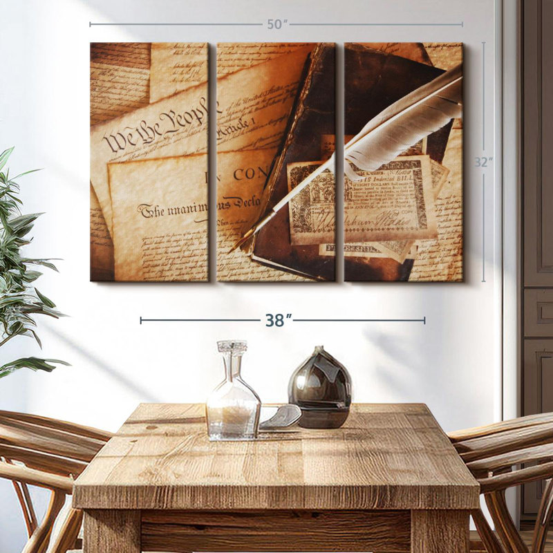 " Quill Written Constitution ", 32" H x 50" W x 1.25" D