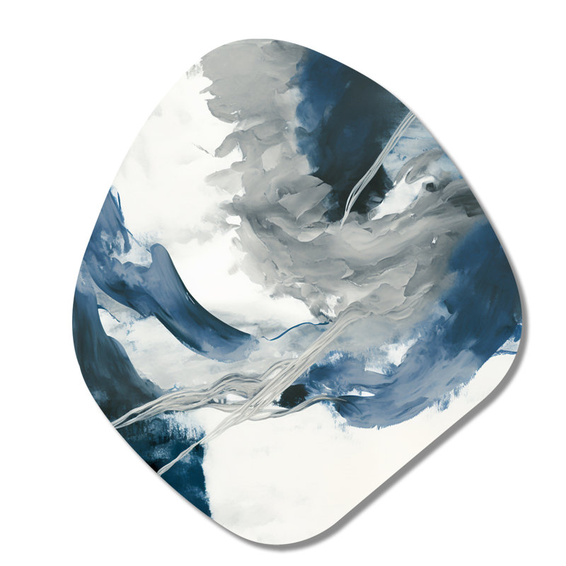 «Feeling Honolulu Blue X» - art mural asymétrique en forme de nébuleuse à encre liquide abstraite, H 35 po x l 31 po