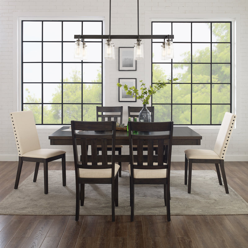 Ensemble de salle à manger avec rallonge Dunblane, 7 pièces: 1 table, 6 chaises
