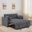 Tufted Convertible Sleeper Sofa With Chaise With Foldable Seat Back And Pull-out Chaise Lounge Extension