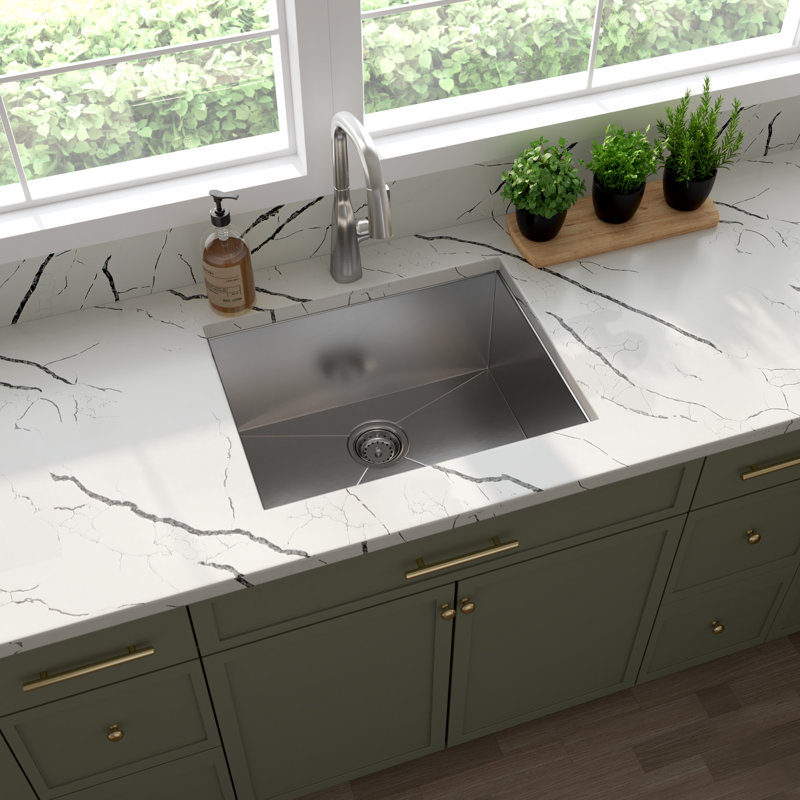 SleekSteel 23 in. x 18 in. 16 Gauge Stainless Steel Undermount Single Bowl Kitchen Sink