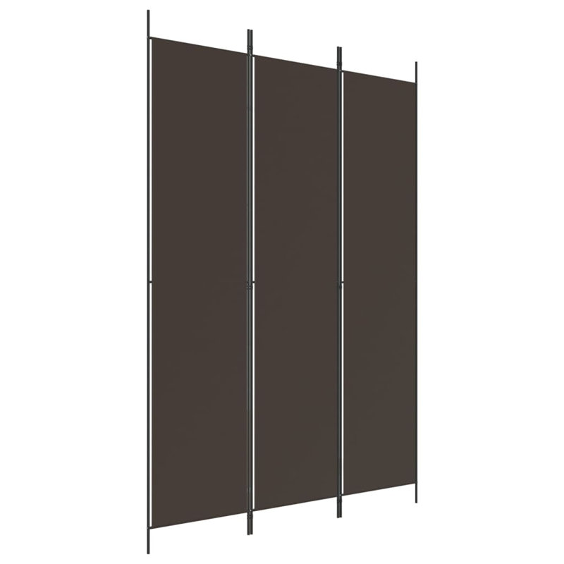 Kasimir Folding Room Divider, 3, Brown, 220cm H x 150cm W