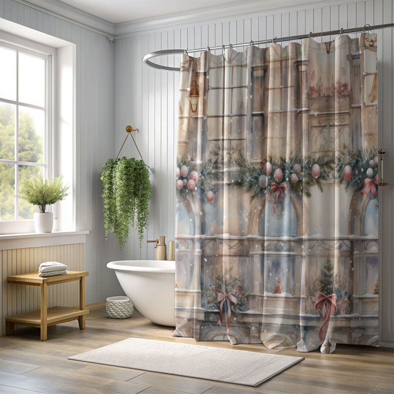 Christmas Scenery - Rideau de douche Premium, H 74 po x l 71 po