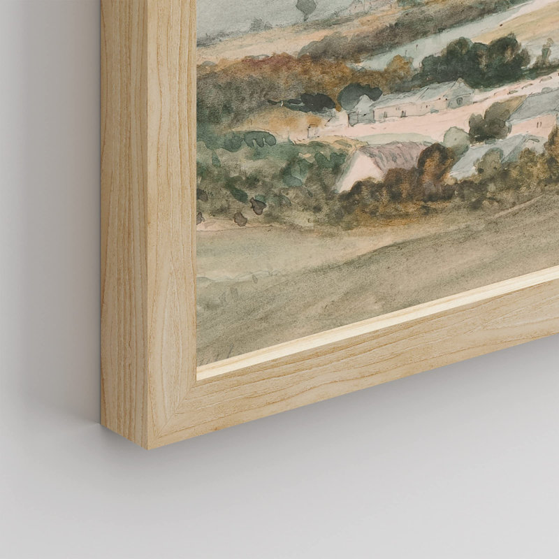 "Paysage champêtre" sur papier, H 11 po x l 14 po, Naturel