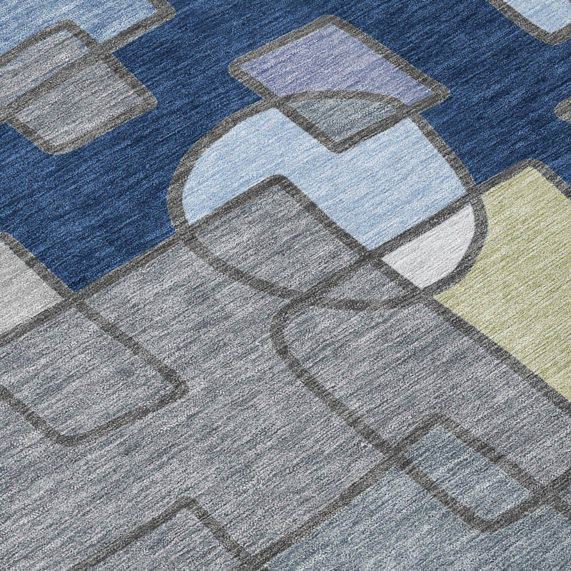 Machine Washable Indoor/Outdoor Chantille ACN2503 Geometric Rug, Rectangle 3' x 5', Navy