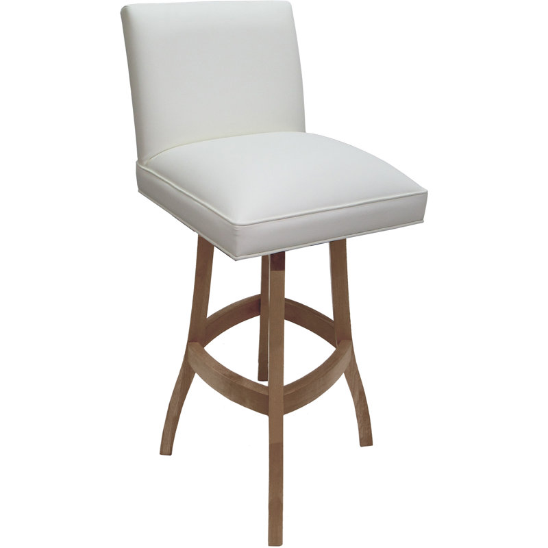 Swivel Wood Extra Tall Bar Stool On S-base, White, Counter Stool (26" Seat Height), Cream