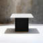 Table de salle à manger 69 pouces rectangulaire en faux marbre, base en métal noir avec bordure dorée, 4 à 6 places pour la cuisine et la salle à manger
