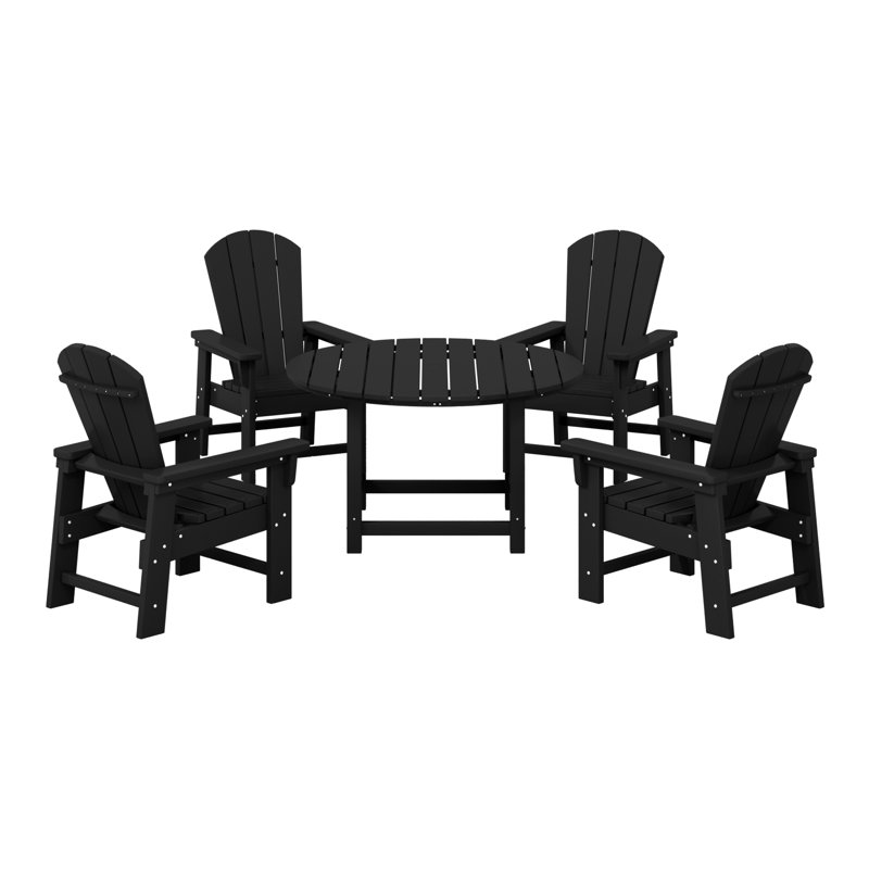 Laguna Kids Adirondack 5-Piece Round Table Dining Set, Black
