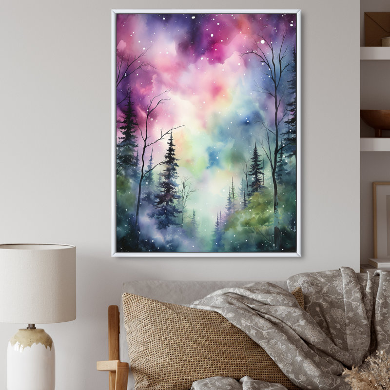 «Haydi Aurora Borealis Dancing Lights III», reproduction sur toile, H 20 po x l 12 po, Cadre flottant blanc