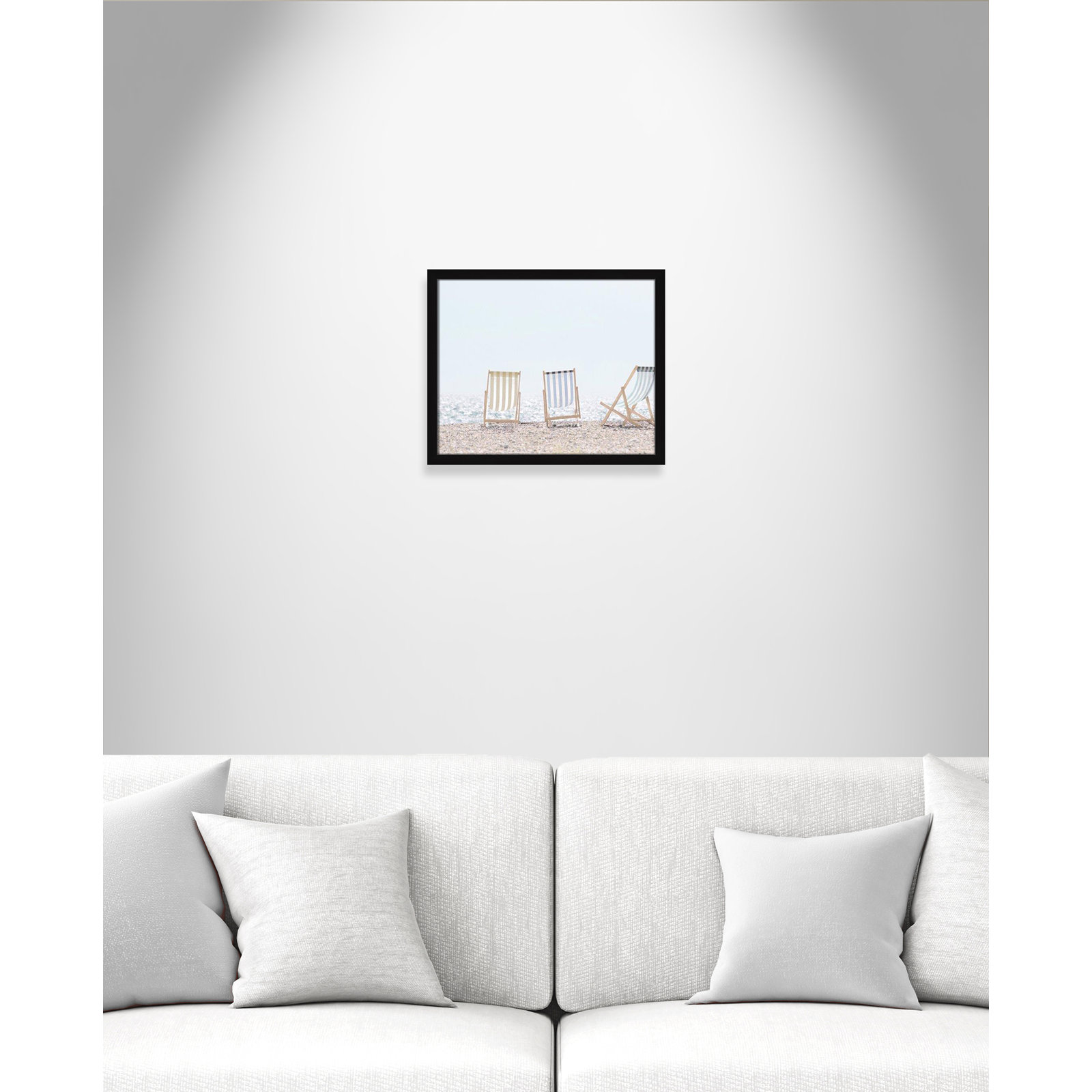 Adriatica "Beach Chairs" Print by Leah Straatsma, 16" H x 19" W x 1.25" D, Satin Black