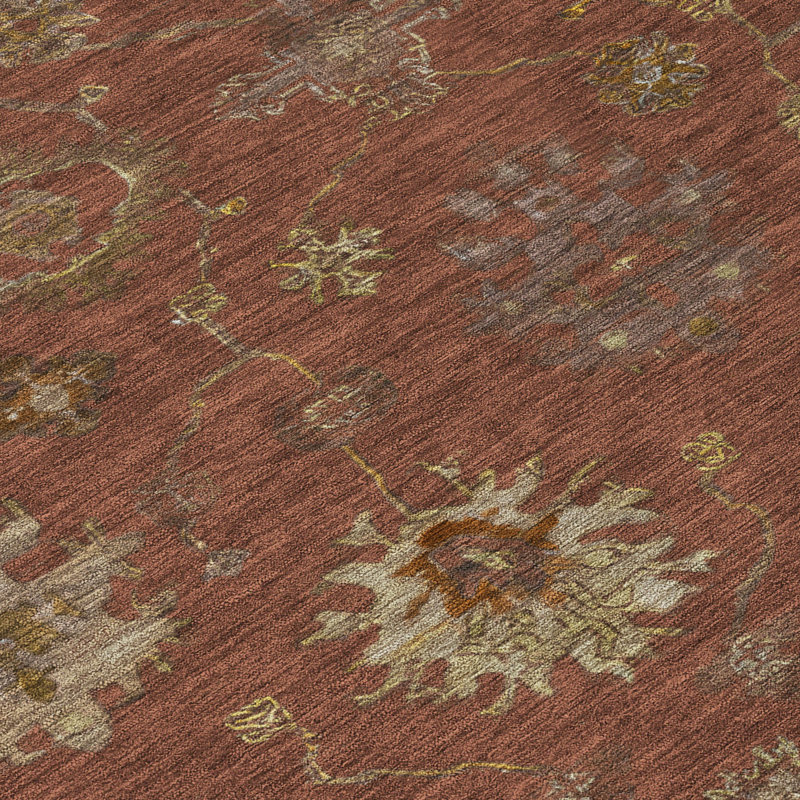 Machine Washable Indoor/Outdoor Xhevrie Paprika Rug, Runner 2'3" x 7'6"