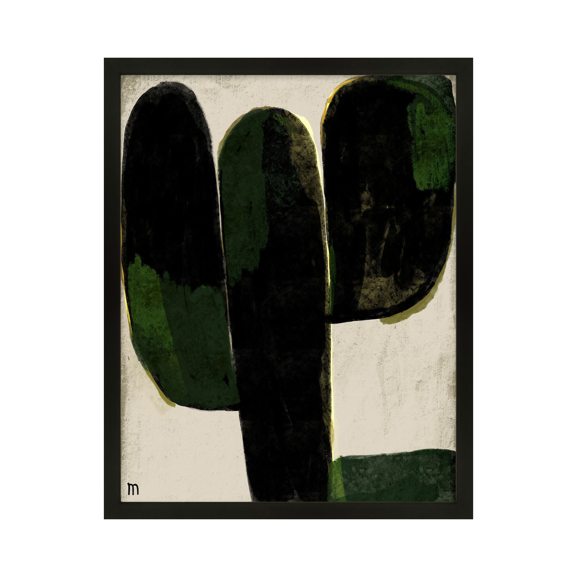Succulent #1 by StudioM, Black, 25" H x 20" W x 1.25" D