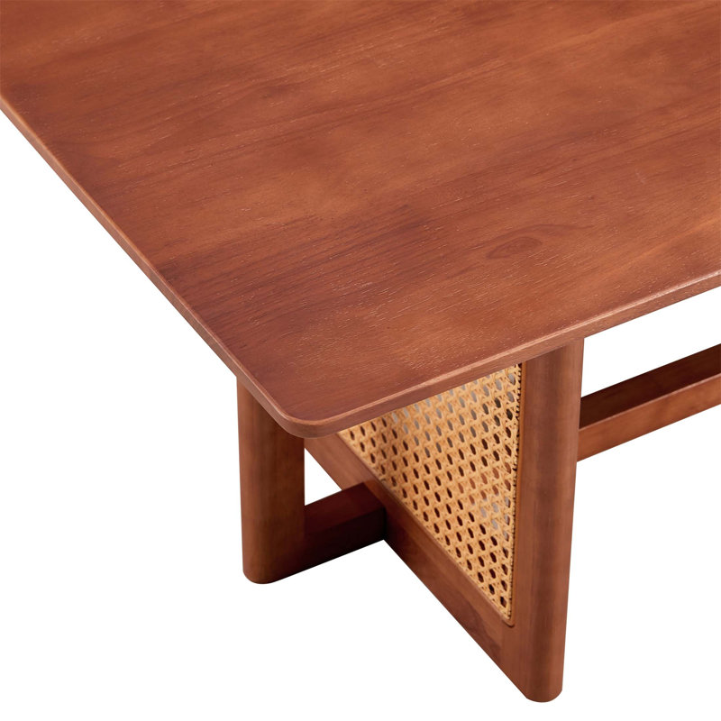 Table basse rectangulaire en bois massif imitation rotin de style chinois pour petits salons familiaux, Noyer