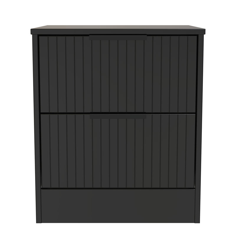 Las Vegas 45cm W Manufactured Wood Bedside Table, Deep Black/Black Matt